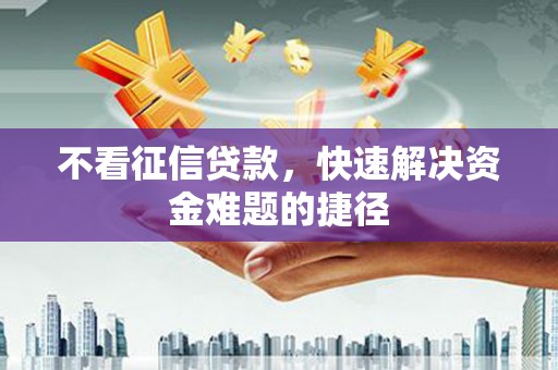 中正不看征信贷款，快速解决资金难题的捷径