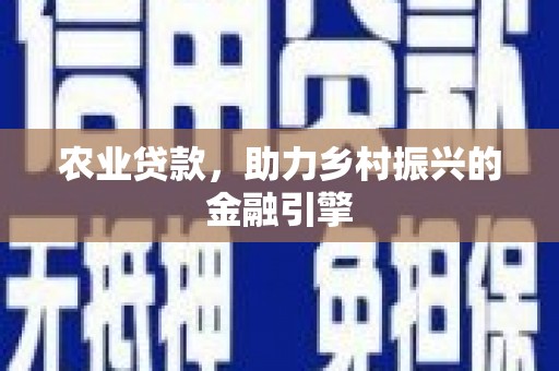 中正农业贷款，助力乡村振兴的金融引擎