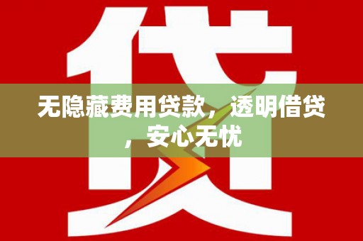 中正无隐藏费用贷款，透明借贷，安心无忧