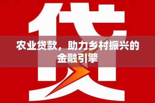 中正农业贷款，助力乡村振兴的金融引擎