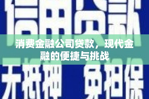 中正消费金融公司贷款，现代金融的便捷与挑战