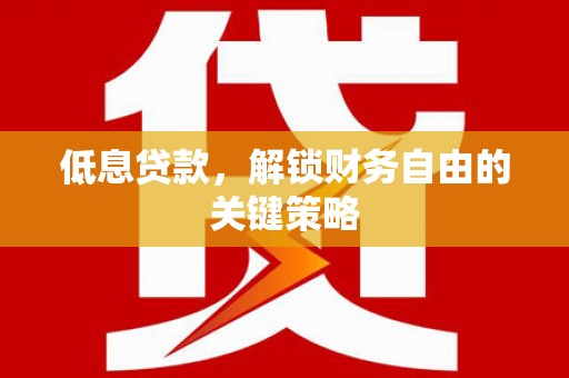 中正低息贷款，解锁财务自由的关键策略