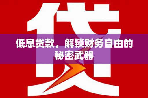 中正低息贷款，解锁财务自由的秘密武器