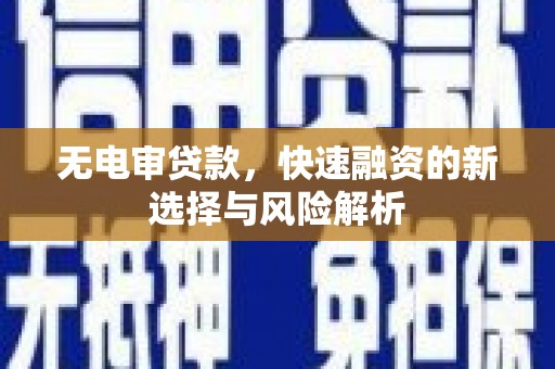 中正无电审贷款，快速融资的新选择与风险解析