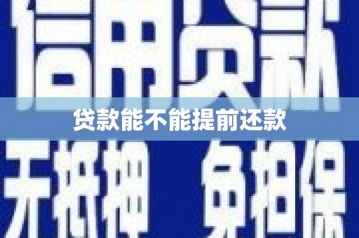 中正贷款能不能提前还款