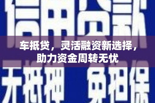 中正车抵贷，灵活融资新选择，助力资金周转无忧