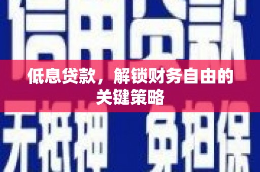 中正低息贷款，解锁财务自由的关键策略
