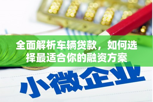 中正全面解析车辆贷款，如何选择最适合你的融资方案